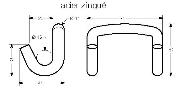 Schéma technique du produit Crochet bord de rive