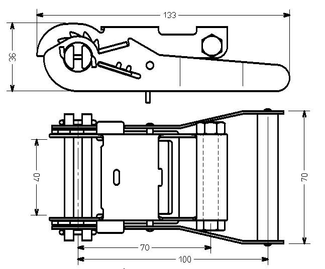 Schéma technique du produit Tendeur à cliquet