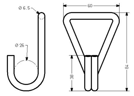 Schéma technique du produit Crochet « 2J »